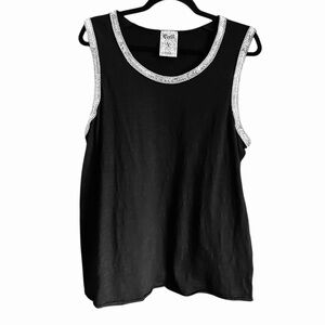 Vocal Sleeveless Top with Embellished Trim.  Size XL. 21” Pit to Pit 24” Length